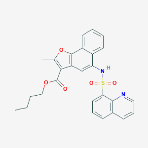 molecular formula C27H24N2O5S B280813 BUTYL 2-METHYL-5-(QUINOLINE-8-SULFONAMIDO)NAPHTHO[1,2-B]FURAN-3-CARBOXYLATE 