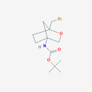 molecular formula C12H20BrNO3 B2808133 Tert-butyl N-[1-(bromomethyl)-2-oxabicyclo[2.2.1]heptan-4-yl]carbamate CAS No. 2411250-35-4