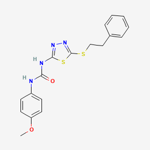 molecular formula C18H18N4O2S2 B2808161 1-(4-Methoxyphenyl)-3-(5-(phenethylthio)-1,3,4-thiadiazol-2-yl)urea CAS No. 922819-01-0