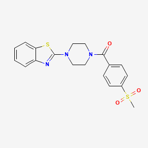 molecular formula C19H19N3O3S2 B2808165 2-[4-(4-methanesulfonylbenzoyl)piperazin-1-yl]-1,3-benzothiazole CAS No. 896345-92-9