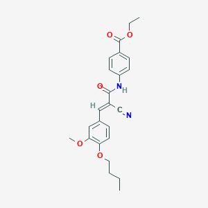 molecular formula C24H26N2O5 B2808193 ethyl 4-[[(E)-3-(4-butoxy-3-methoxyphenyl)-2-cyanoprop-2-enoyl]amino]benzoate CAS No. 379714-49-5