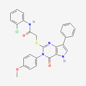 molecular formula C27H21ClN4O3S B2808201 N-(2-chlorophenyl)-2-{[3-(4-methoxyphenyl)-4-oxo-7-phenyl-3H,4H,5H-pyrrolo[3,2-d]pyrimidin-2-yl]sulfanyl}acetamide CAS No. 1794805-45-0