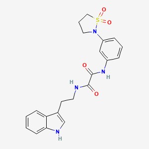 molecular formula C21H22N4O4S B2808208 N1-(2-(1H-indol-3-yl)ethyl)-N2-(3-(1,1-dioxidoisothiazolidin-2-yl)phenyl)oxalamide CAS No. 1105247-29-7