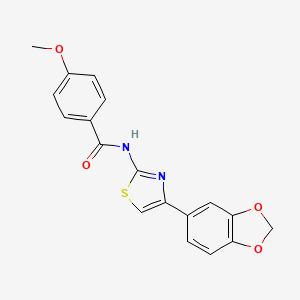 molecular formula C18H14N2O4S B2808225 N-(4-(benzo[d][1,3]dioxol-5-yl)thiazol-2-yl)-4-methoxybenzamide CAS No. 397277-44-0