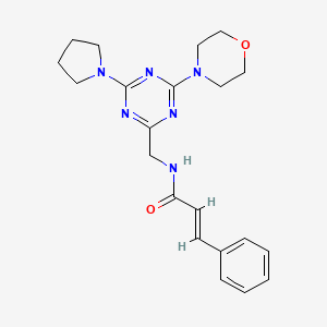 molecular formula C21H26N6O2 B2808228 N-((4-morpholino-6-(pyrrolidin-1-yl)-1,3,5-triazin-2-yl)methyl)cinnamamide CAS No. 2035000-46-3