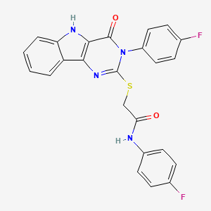 molecular formula C24H16F2N4O2S B2808240 N-(4-fluorophenyl)-2-((3-(4-fluorophenyl)-4-oxo-4,5-dihydro-3H-pyrimido[5,4-b]indol-2-yl)thio)acetamide CAS No. 536710-92-6