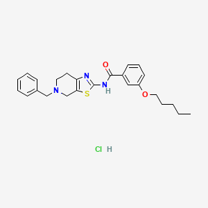 molecular formula C25H30ClN3O2S B2808245 N-(5-benzyl-4,5,6,7-tetrahydrothiazolo[5,4-c]pyridin-2-yl)-3-(pentyloxy)benzamide hydrochloride CAS No. 1185032-40-9