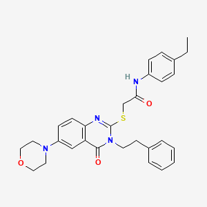 molecular formula C30H32N4O3S B2808255 N-(4-ethylphenyl)-2-{[6-(morpholin-4-yl)-4-oxo-3-(2-phenylethyl)-3,4-dihydroquinazolin-2-yl]sulfanyl}acetamide CAS No. 689758-49-4