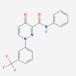 molecular formula C18H12F3N3O2 B2808260 4-oxo-N-phenyl-1-[3-(trifluoromethyl)phenyl]-1,4-dihydro-3-pyridazinecarboxamide CAS No. 478063-41-1
