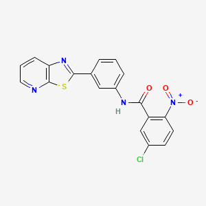 molecular formula C19H11ClN4O3S B2808262 5-chloro-2-nitro-N-(3-(thiazolo[5,4-b]pyridin-2-yl)phenyl)benzamide CAS No. 896679-55-3