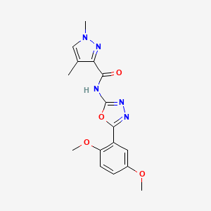 molecular formula C16H17N5O4 B2808282 N-(5-(2,5-dimethoxyphenyl)-1,3,4-oxadiazol-2-yl)-1,4-dimethyl-1H-pyrazole-3-carboxamide CAS No. 1203058-11-0