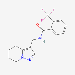 molecular formula C16H16F3N3O B2808283 N-((4,5,6,7-tetrahydropyrazolo[1,5-a]pyridin-3-yl)methyl)-2-(trifluoromethyl)benzamide CAS No. 2034336-51-9