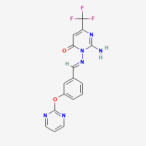 2-amino-3-({(E)-[3-(2-pyrimidinyloxy)phenyl]methylidene}amino)-6-(trifluoromethyl)-4(3H)-pyrimidinone