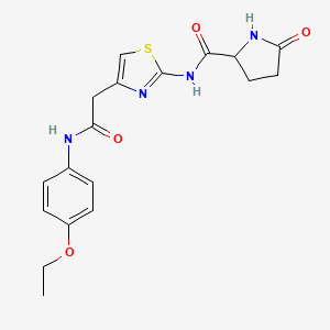 molecular formula C18H20N4O4S B2808334 N-(4-(2-((4-ethoxyphenyl)amino)-2-oxoethyl)thiazol-2-yl)-5-oxopyrrolidine-2-carboxamide CAS No. 1048678-25-6