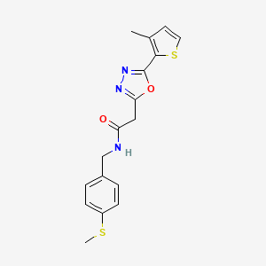 molecular formula C17H17N3O2S2 B2808353 N-{[4-(methylsulfanyl)phenyl]methyl}-2-[5-(3-methylthiophen-2-yl)-1,3,4-oxadiazol-2-yl]acetamide CAS No. 1286713-41-4