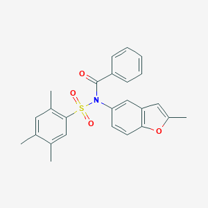 molecular formula C25H23NO4S B280836 N-benzoyl-2,4,5-trimethyl-N-(2-methyl-1-benzofuran-5-yl)benzenesulfonamide 