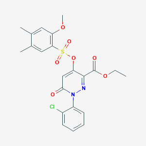 molecular formula C22H21ClN2O7S B2808364 Ethyl 1-(2-chlorophenyl)-4-(((2-methoxy-4,5-dimethylphenyl)sulfonyl)oxy)-6-oxo-1,6-dihydropyridazine-3-carboxylate CAS No. 899992-02-0