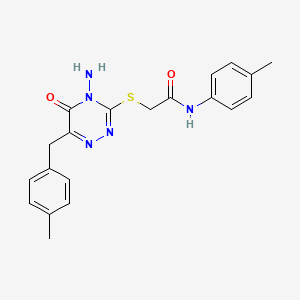molecular formula C20H21N5O2S B2808366 2-({4-amino-6-[(4-methylphenyl)methyl]-5-oxo-4,5-dihydro-1,2,4-triazin-3-yl}sulfanyl)-N-(4-methylphenyl)acetamide CAS No. 896167-40-1
