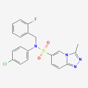 molecular formula C20H16ClFN4O2S B2808382 N-(4-chlorophenyl)-N-[(2-fluorophenyl)methyl]-3-methyl-[1,2,4]triazolo[4,3-a]pyridine-6-sulfonamide CAS No. 1251628-96-2