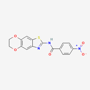 molecular formula C16H11N3O5S B2808384 N-{10,13-dioxa-4-thia-6-azatricyclo[7.4.0.0^{3,7}]trideca-1,3(7),5,8-tetraen-5-yl}-4-nitrobenzamide CAS No. 892853-73-5