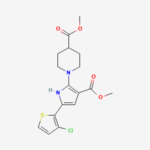 molecular formula C17H19ClN2O4S B2808392 methyl 1-[5-(3-chloro-2-thienyl)-3-(methoxycarbonyl)-1H-pyrrol-2-yl]-4-piperidinecarboxylate CAS No. 860649-51-0