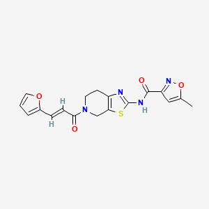 molecular formula C18H16N4O4S B2808404 (E)-N-(5-(3-(furan-2-yl)acryloyl)-4,5,6,7-tetrahydrothiazolo[5,4-c]pyridin-2-yl)-5-methylisoxazole-3-carboxamide CAS No. 1396891-52-3