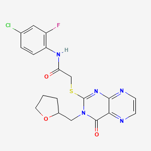 molecular formula C19H17ClFN5O3S B2808439 N-(4-chloro-2-fluorophenyl)-2-({4-oxo-3-[(oxolan-2-yl)methyl]-3,4-dihydropteridin-2-yl}sulfanyl)acetamide CAS No. 902880-59-5