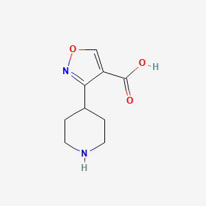 molecular formula C9H12N2O3 B2808449 3-(Piperidin-4-yl)isoxazole-4-carboxylic acid CAS No. 1334493-51-4