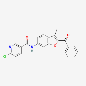 molecular formula C22H15ClN2O3 B2808450 N-(2-benzoyl-3-methyl-1-benzofuran-6-yl)-6-chloropyridine-3-carboxamide CAS No. 951992-02-2