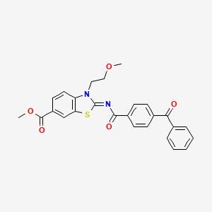 molecular formula C26H22N2O5S B2808459 (Z)-methyl 2-((4-benzoylbenzoyl)imino)-3-(2-methoxyethyl)-2,3-dihydrobenzo[d]thiazole-6-carboxylate CAS No. 864975-23-5