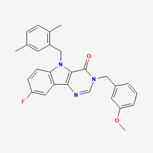 molecular formula C27H24FN3O2 B2808483 5-(2,5-dimethylbenzyl)-8-fluoro-3-(3-methoxybenzyl)-3H-pyrimido[5,4-b]indol-4(5H)-one CAS No. 1189871-75-7