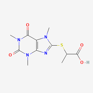 molecular formula C11H14N4O4S B2808506 2-((1,3,7-trimethyl-2,6-dioxo-2,3,6,7-tetrahydro-1H-purin-8-yl)thio)propanoic acid CAS No. 17915-56-9