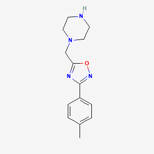 molecular formula C14H18N4O B2808508 1-{[3-(4-Methylphenyl)-1,2,4-oxadiazol-5-yl]methyl}piperazine CAS No. 923767-43-5