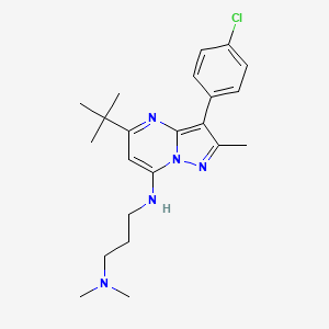 molecular formula C22H30ClN5 B2808513 N'-[5-tert-butyl-3-(4-chlorophenyl)-2-methylpyrazolo[1,5-a]pyrimidin-7-yl]-N,N-dimethylpropane-1,3-diamine CAS No. 862485-45-8