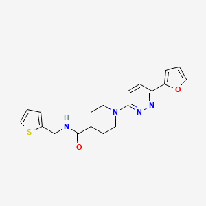 molecular formula C19H20N4O2S B2808523 1-(6-(furan-2-yl)pyridazin-3-yl)-N-(thiophen-2-ylmethyl)piperidine-4-carboxamide CAS No. 1105219-61-1