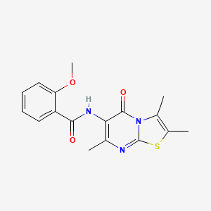 molecular formula C17H17N3O3S B2808529 2-methoxy-N-(2,3,7-trimethyl-5-oxo-5H-thiazolo[3,2-a]pyrimidin-6-yl)benzamide CAS No. 1020980-24-8
