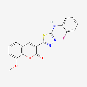 molecular formula C18H12FN3O3S B2808530 3-[5-(2-Fluoroanilino)-1,3,4-thiadiazol-2-yl]-8-methoxychromen-2-one CAS No. 326913-81-9