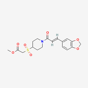 molecular formula C18H21NO7S B2808533 (E)-methyl 2-((1-(3-(benzo[d][1,3]dioxol-5-yl)acryloyl)piperidin-4-yl)sulfonyl)acetate CAS No. 2097940-10-6
