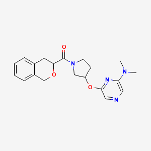 molecular formula C20H24N4O3 B2808536 (3-((6-(Dimethylamino)pyrazin-2-yl)oxy)pyrrolidin-1-yl)(isochroman-3-yl)methanone CAS No. 2034335-11-8