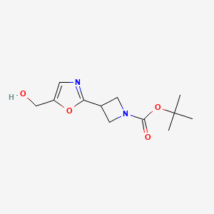 molecular formula C12H18N2O4 B2808537 Tert-butyl 3-[5-(hydroxymethyl)-1,3-oxazol-2-yl]azetidine-1-carboxylate CAS No. 2490432-73-8