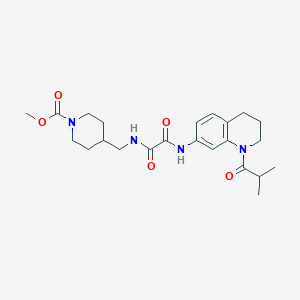 molecular formula C23H32N4O5 B2808541 Methyl 4-((2-((1-isobutyryl-1,2,3,4-tetrahydroquinolin-7-yl)amino)-2-oxoacetamido)methyl)piperidine-1-carboxylate CAS No. 1323809-05-7