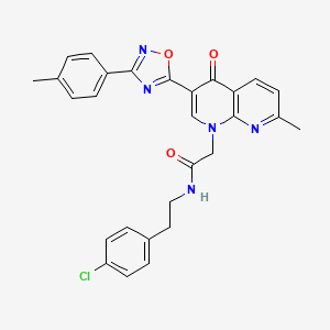 B2808549 N-{3-[(1,1-dioxido-1,2-benzisothiazol-3-yl)oxy]phenyl}cyclopropanecarboxamide CAS No. 1030134-34-9