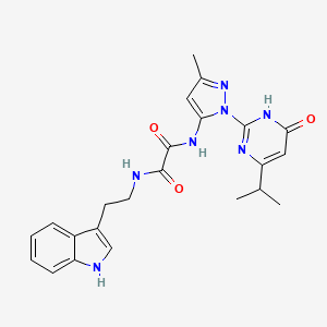 molecular formula C23H25N7O3 B2808552 N1-(2-(1H-indol-3-yl)ethyl)-N2-(1-(4-isopropyl-6-oxo-1,6-dihydropyrimidin-2-yl)-3-methyl-1H-pyrazol-5-yl)oxalamide CAS No. 1013986-53-2