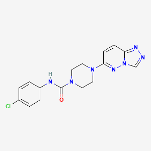 molecular formula C16H16ClN7O B2808561 N-(4-chlorophenyl)-4-{[1,2,4]triazolo[4,3-b]pyridazin-6-yl}piperazine-1-carboxamide 