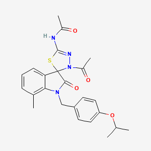 N-(3-acetyl-12-methyl-6-{[4-(methylethoxy)phenyl]methyl}-7-oxospiro[1,3,4-thia diazoline-2,3'-indoline]-5-yl)acetamide