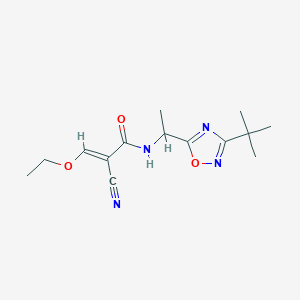 molecular formula C14H20N4O3 B2808603 (E)-N-[1-(3-Tert-butyl-1,2,4-oxadiazol-5-yl)ethyl]-2-cyano-3-ethoxyprop-2-enamide CAS No. 1424359-46-5