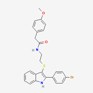 molecular formula C25H23BrN2O2S B2808609 N-(2-((2-(4-bromophenyl)-1H-indol-3-yl)thio)ethyl)-2-(4-methoxyphenyl)acetamide CAS No. 850917-30-5