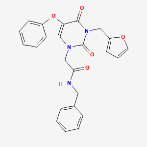 molecular formula C24H19N3O5 B2808610 N-benzyl-2-(3-(furan-2-ylmethyl)-2,4-dioxo-3,4-dihydrobenzofuro[3,2-d]pyrimidin-1(2H)-yl)acetamide CAS No. 892421-64-6