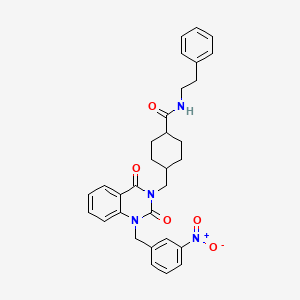 4-((1-(3-nitrobenzyl)-2,4-dioxo-1,2-dihydroquinazolin-3(4H)-yl)methyl)-N-phenethylcyclohexanecarboxamide