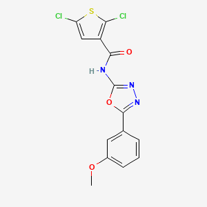 molecular formula C14H9Cl2N3O3S B2808614 2,5-dichloro-N-[5-(3-methoxyphenyl)-1,3,4-oxadiazol-2-yl]thiophene-3-carboxamide CAS No. 865286-37-9
